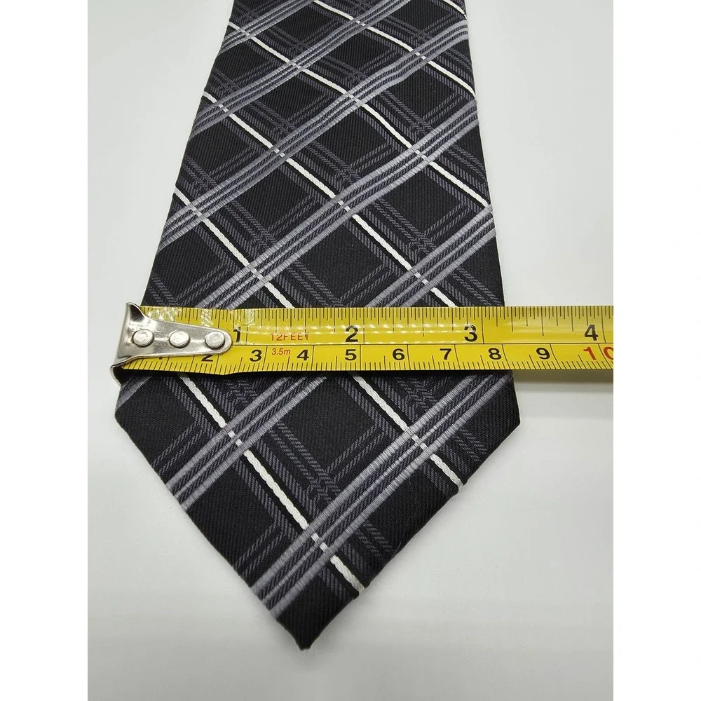 Pronto Uomo 100% Silk Black Gray White Long Men's Tie 61